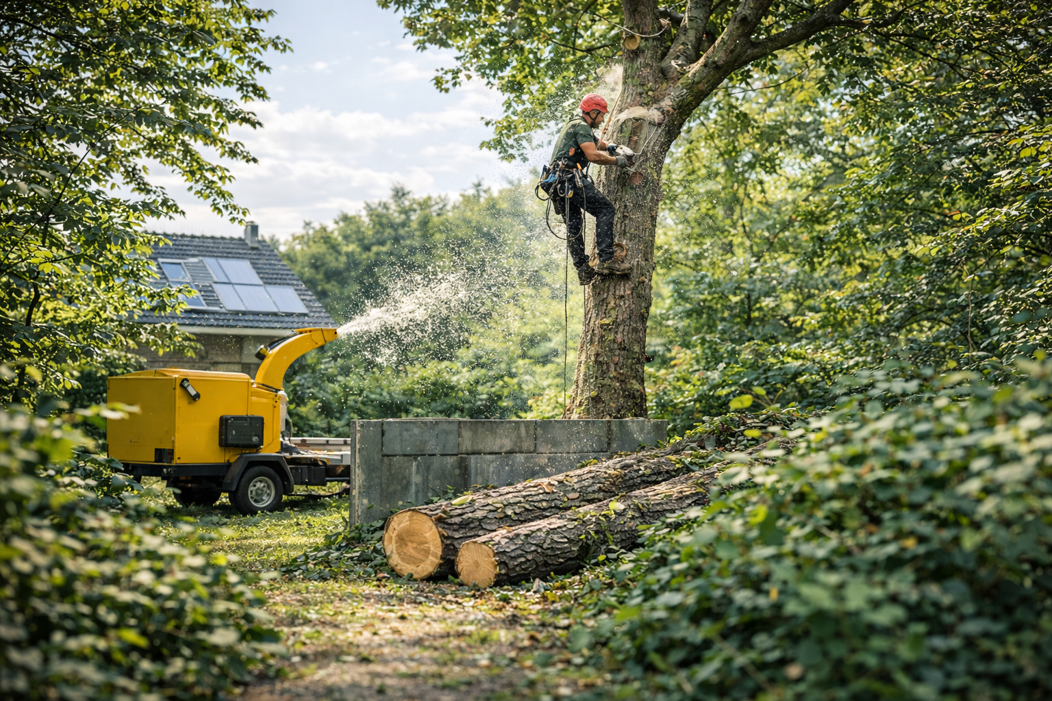 Baumfällung mit Seilklettertechnik